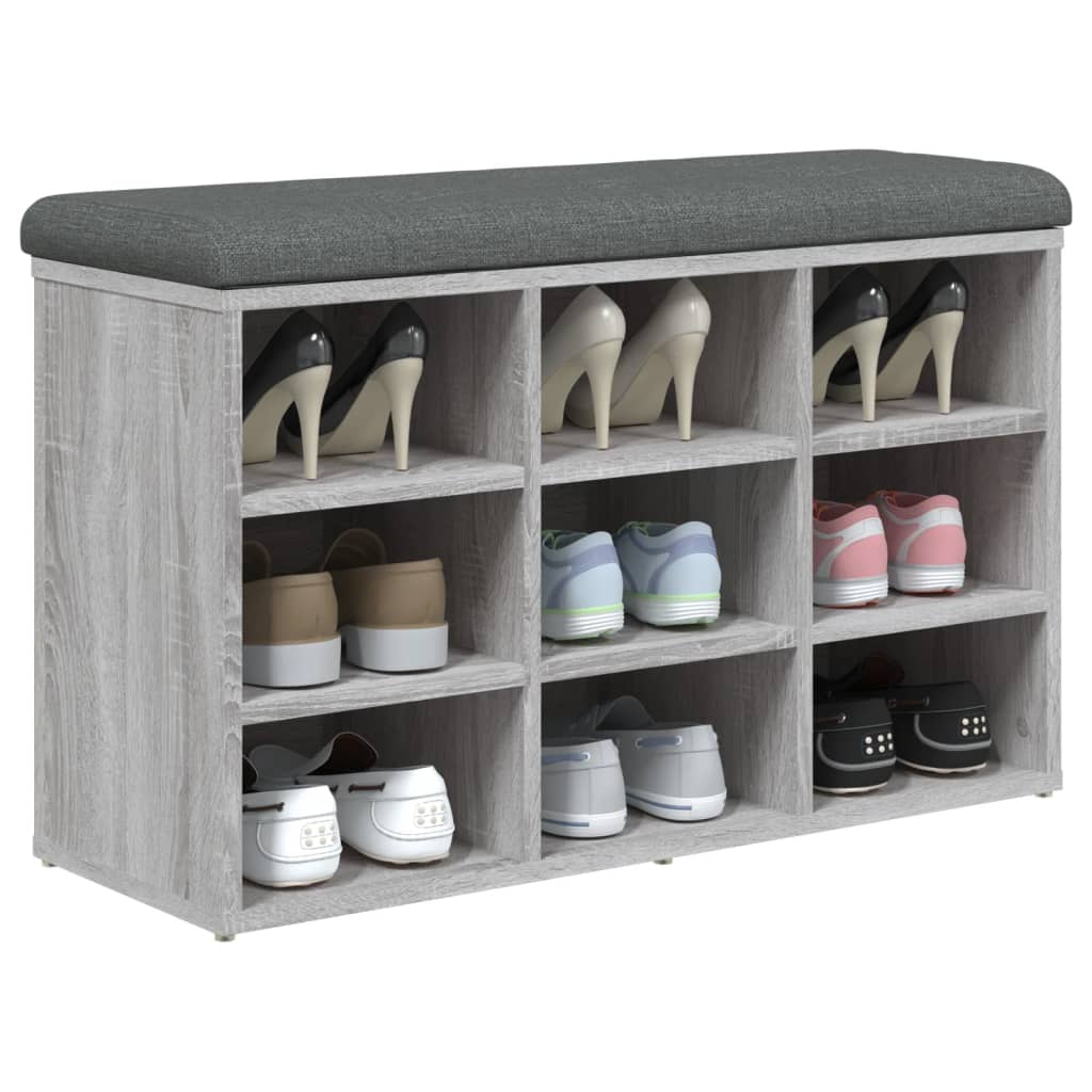 Panca Porta Scarpe Grigio Sonoma 82x32x50 cm Legno Multistrato 835108