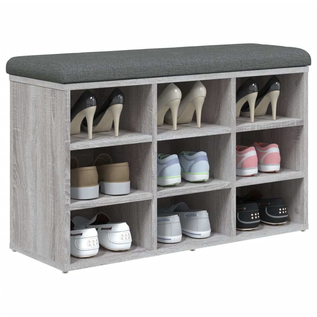 Panca Porta Scarpe Grigio Sonoma 82x32x50 cm Legno Multistrato 835108