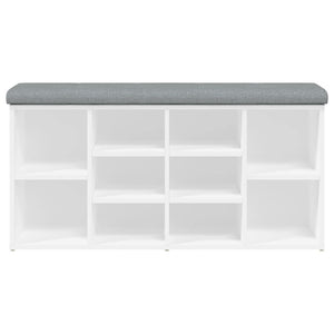 Panca Scarpiera Bianca 102x32x50 cm in Legno Massello di Argilla 835110