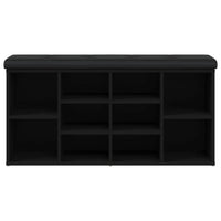 Panca Porta Scarpe Nera 102x32x50 cm in Legno Multistrato 835111