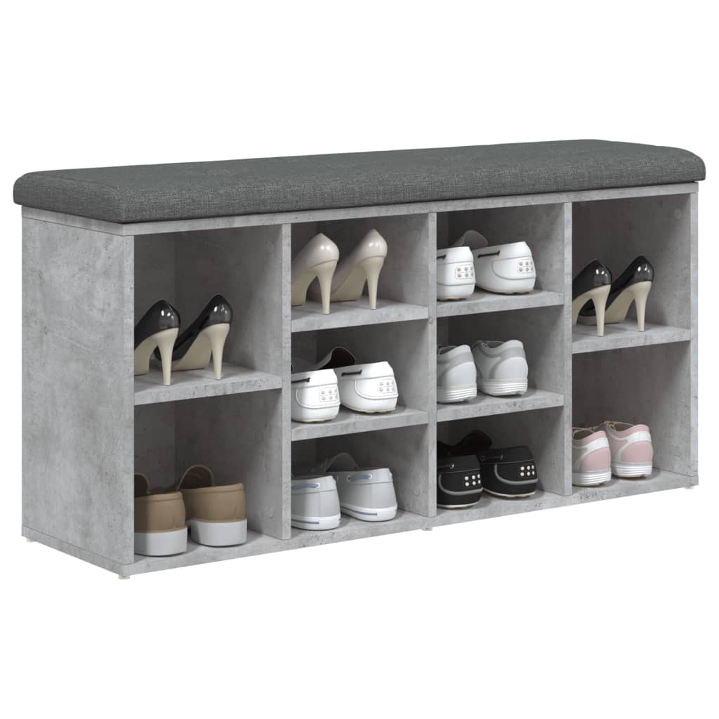 Panca Porta Scarpe Grigio Cemento 102x32x50cm Legno Multistrato 835113