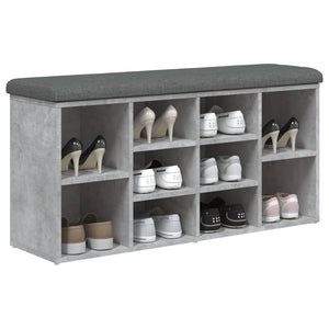 Panca Porta Scarpe Grigio Cemento 102x32x50cm Legno Multistrato 835113