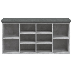 Panca Porta Scarpe Grigio Cemento 102x32x50cm Legno Multistrato 835113