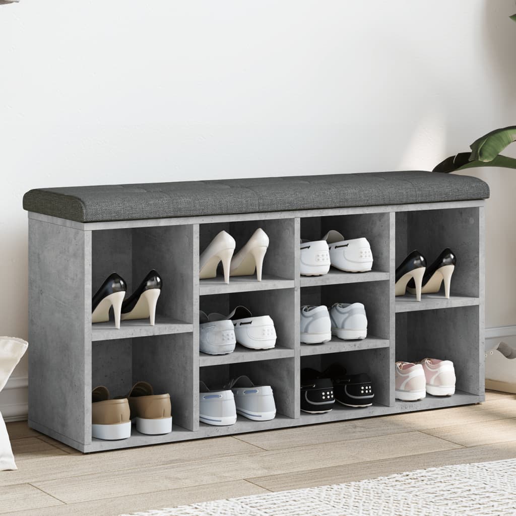 Panca Porta Scarpe Grigio Cemento 102x32x50cm Legno Multistrato 835113