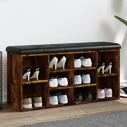 Panca Porta Scarpe Rovere Fumo 102x32x50 cm Legno Multistratocod mxl 109516