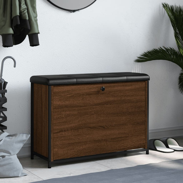 Panca Portascarpe Cassetto Ribaltabile Rovere Marrone 82x32x56 835126