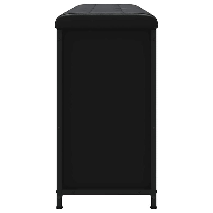 Panca Porta Scarpe con Cassetto Ribaltabile Nera 102x32x56 cm 835127