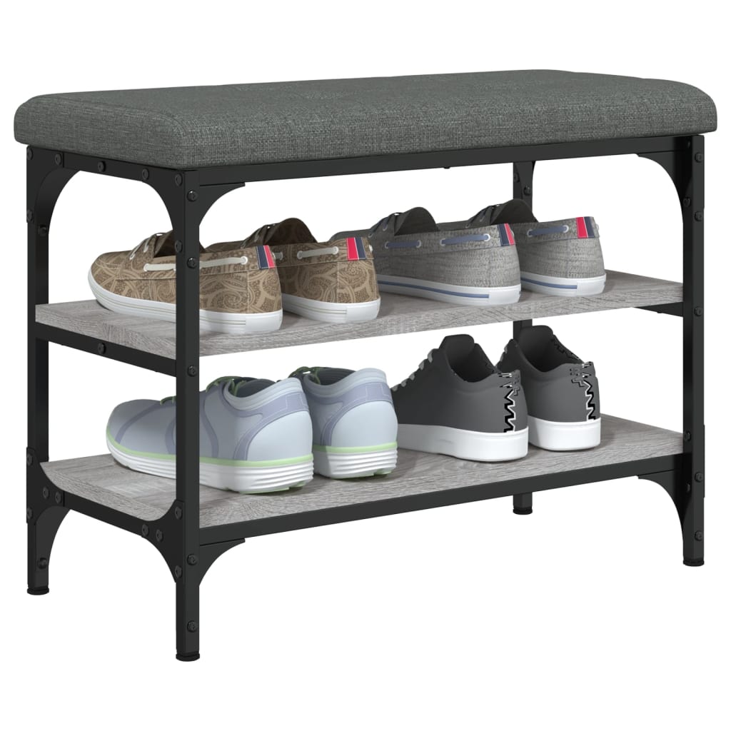 Panca Porta Scarpe Grigio Sonoma 62x32x47 cm Legno Multistrato 835155