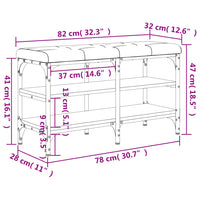 Panca Porta Scarpe Nera 82x32x47 cm in Legno Multistrato 835157
