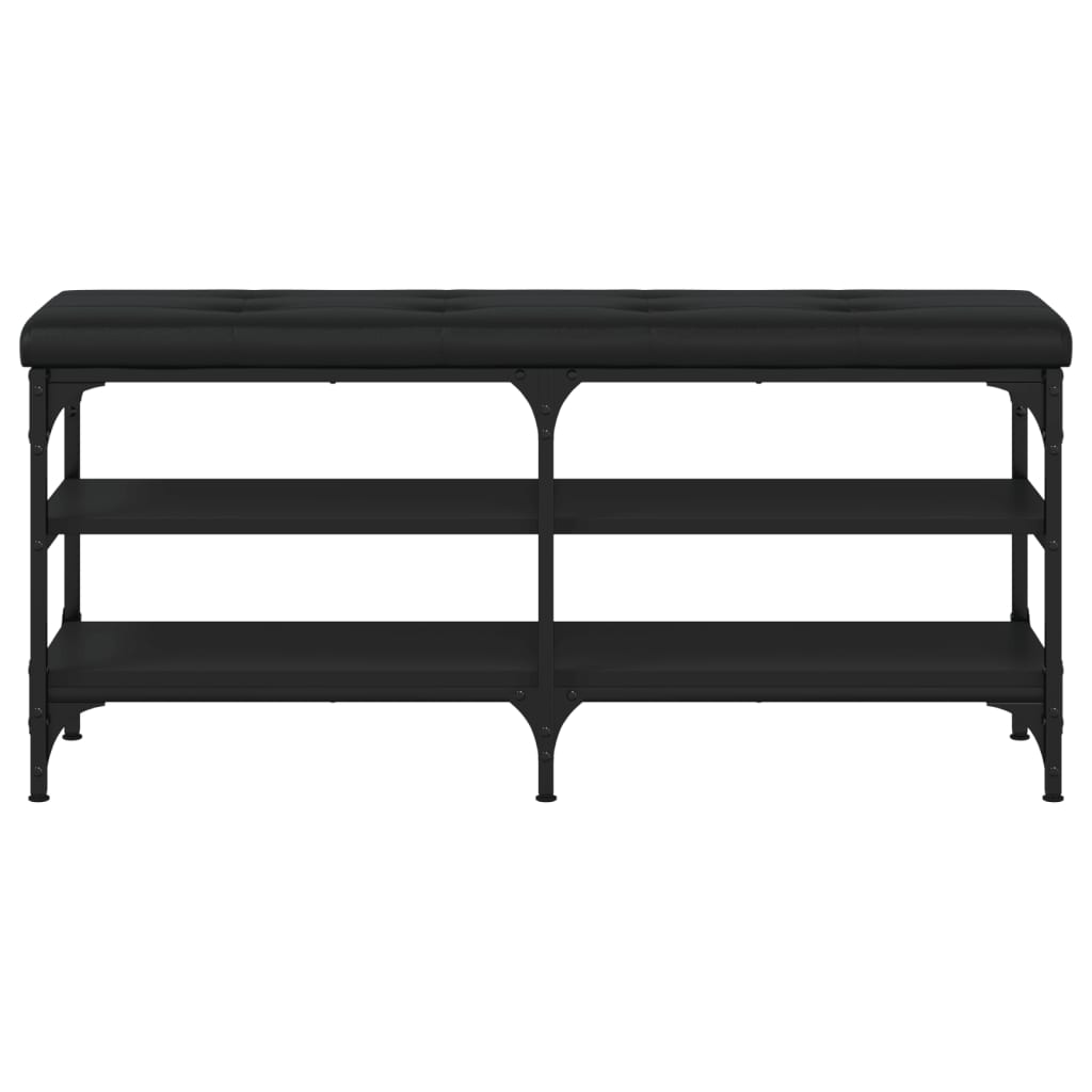 Panca Porta Scarpe Nera 102x32x47 cm in Legno Multistrato 835162