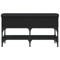 Panca Portaoggetti Nera 82x32x45 cm in Legno Multistrato 835172