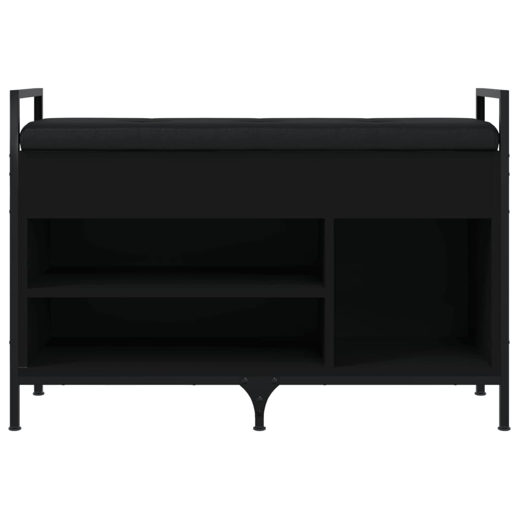 Panca Portaoggetti Nera 85,5x32x57,5 cm in Legno Multistrato 835207