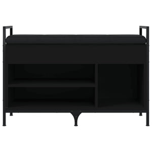 Panca Portaoggetti Nera 85,5x32x57,5 cm in Legno Multistrato 835207