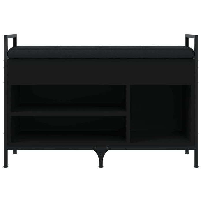 Panca Portaoggetti Nera 85,5x32x57,5 cm in Legno Multistrato 835207