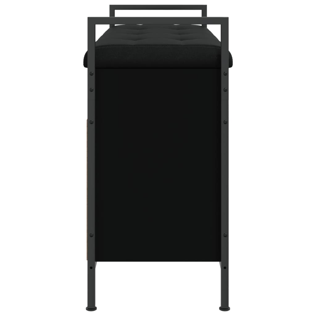 Panca Portaoggetti Nera 85,5x32x57,5 cm in Legno Multistrato 835207