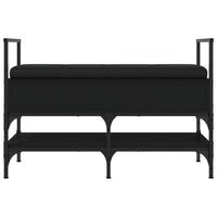 Panca Portaoggetti Nera 85,5x42x57,5 cm in Legno Multistrato 835229