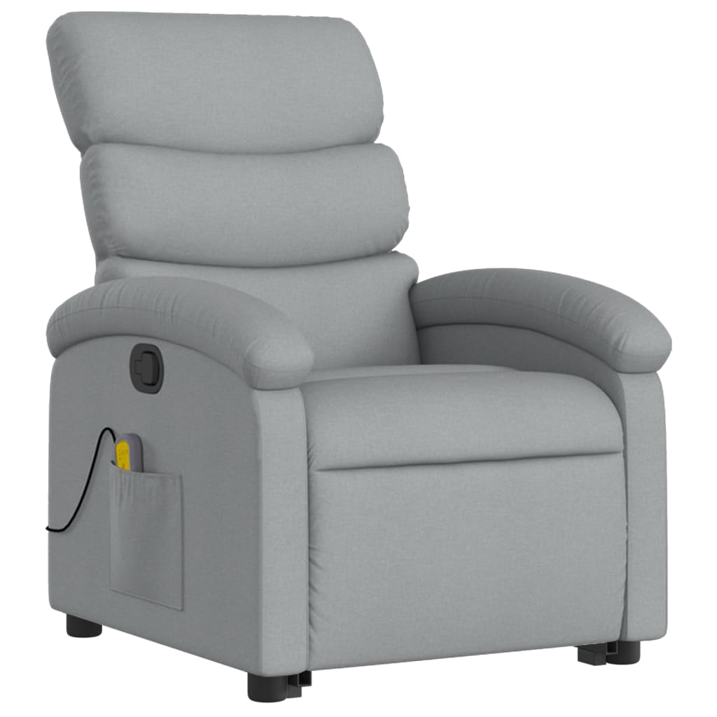 Poltrona Alzapersona Massaggi Reclinabile Grigio Chiaro Tessuto 3203990