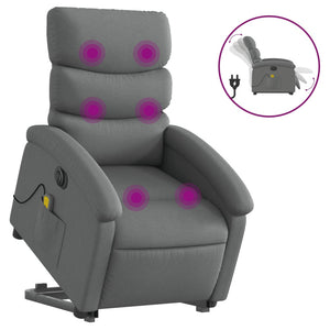 Poltrona Alzapersona Massaggi Elettrica Grigio Scuro Tessuto 3204015