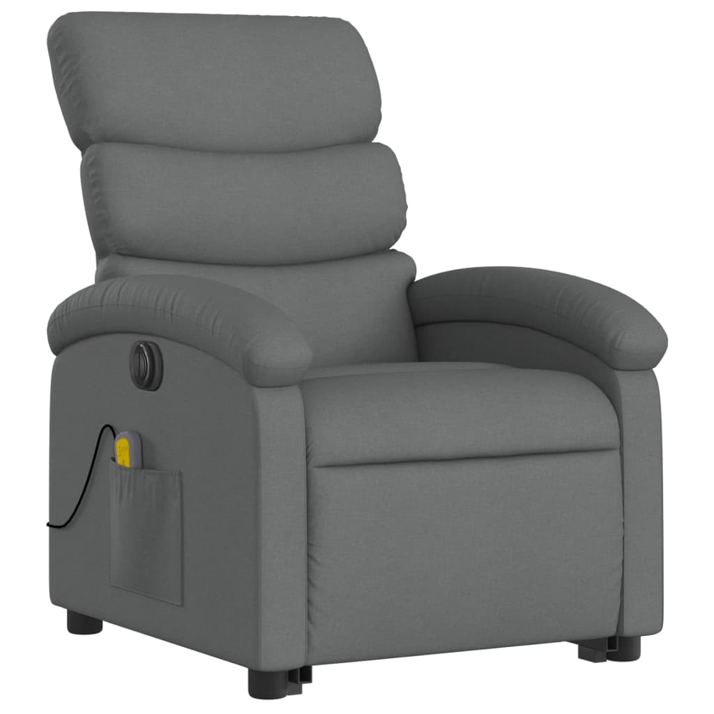 Poltrona Alzapersona Massaggi Elettrica Grigio Scuro Tessuto 3204015
