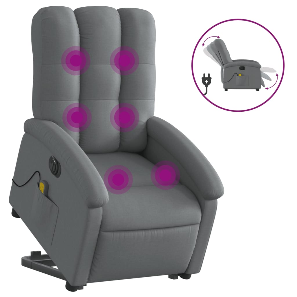 Poltrona Alzapersona Massaggi Elettrica Grigio Scuro Tessutocod mxl 133007