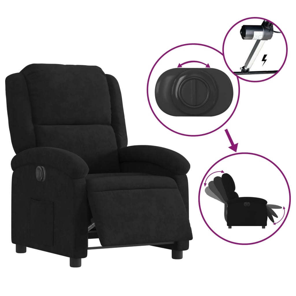 Poltrona Elettrica Reclinabile Nera in Tessuto 3204284