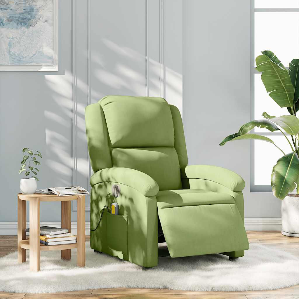 Poltrona Massaggiante Reclinante Elettrica Verde Chiaro Velluto