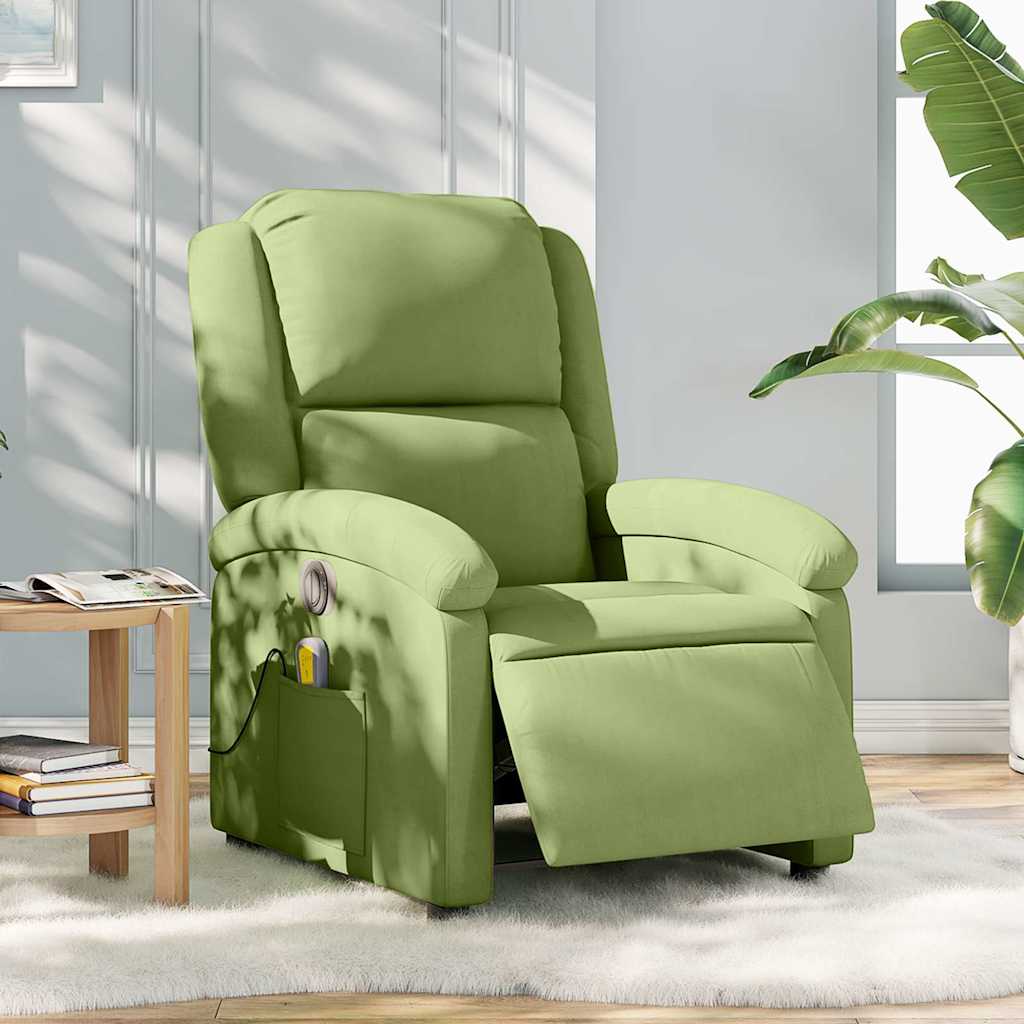 Poltrona Massaggiante Reclinante Elettrica Verde Chiaro Velluto
