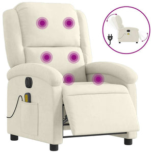 Poltrona Massaggiante Reclinabile Elettrica Crema Velluto 3204298