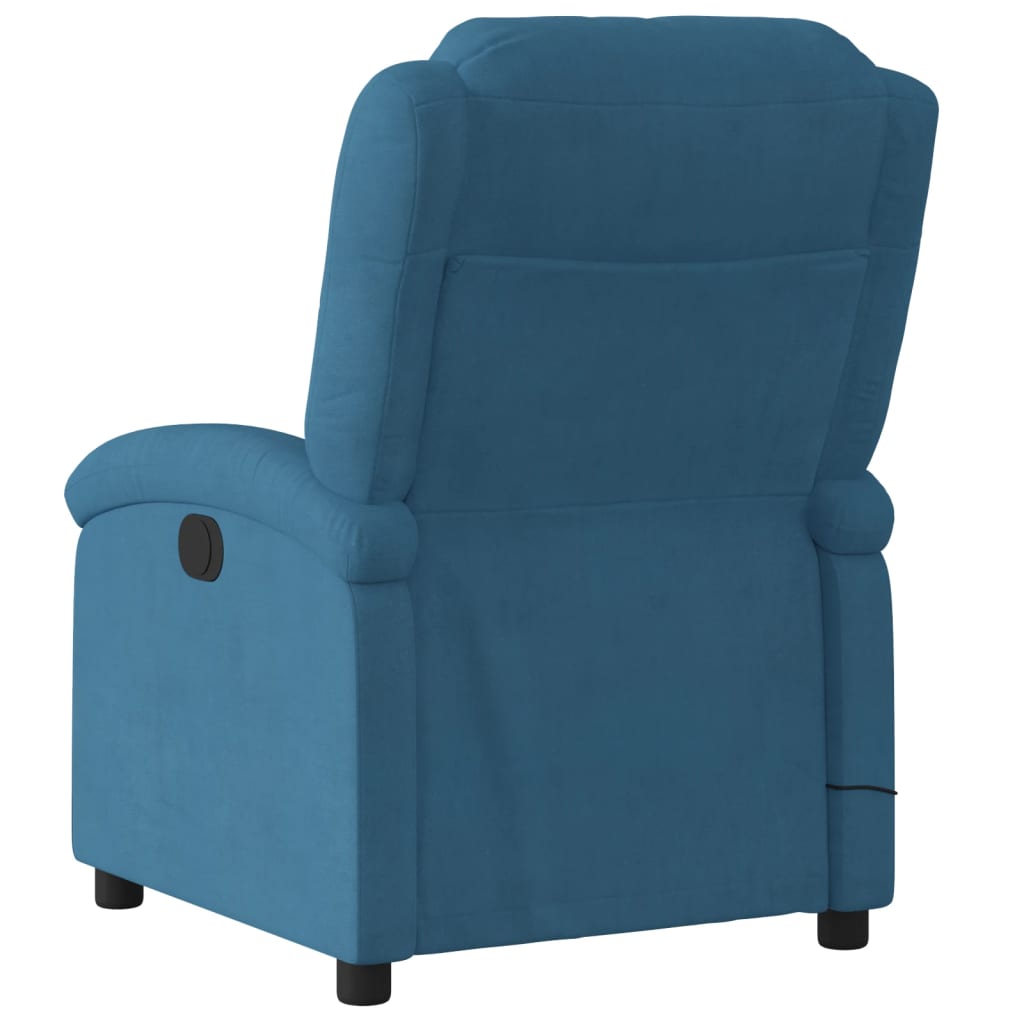 Poltrona Massaggiante Reclinabile Elettrica Blu in Velluto 3204299
