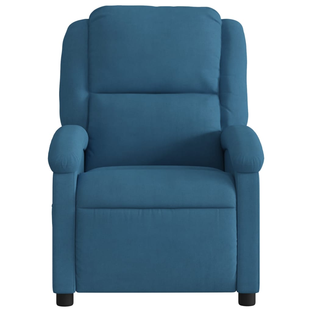 Poltrona Massaggiante Reclinabile Elettrica Blu in Velluto 3204299