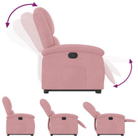 Poltrona Alzapersona Reclinabile Rosa in Velluto 3204304