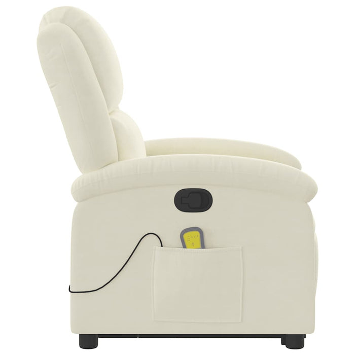 Poltrona Alzapersona Massaggiante Reclinabile Crema in Velluto