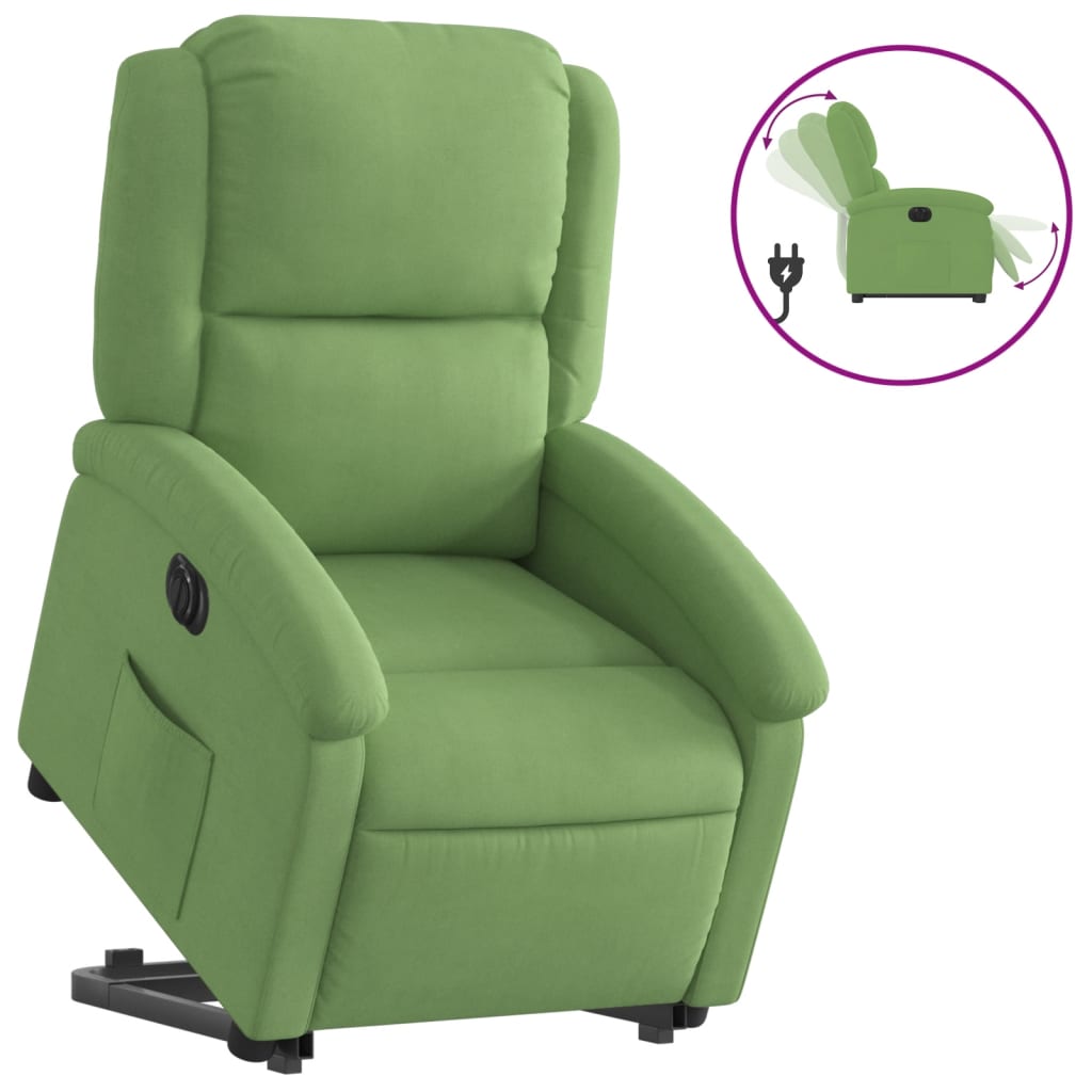 Poltrona Alzapersona Reclinabile Elettrica Verde Chiaro Velluto 3204325