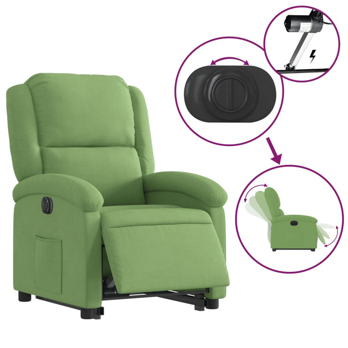 Poltrona Alzapersona Reclinabile Elettrica Verde Chiaro Velluto 3204325