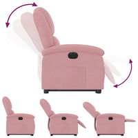 Poltrona Alzapersona Reclinabile Elettrica Rosa in Velluto 3204326