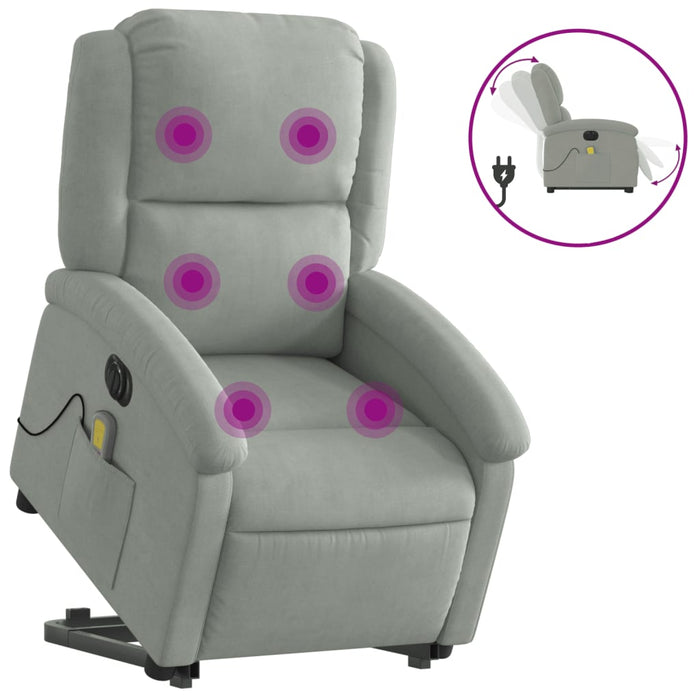 Poltrona Alzapersona Massaggi Elettrica Grigio Chiaro Vellutocod mxl 85374