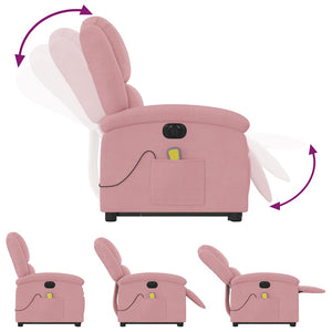 Poltrona Alzapersona Massaggi Elettrica Reclinante Rosa Velluto 3204337