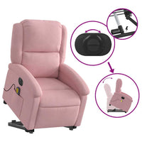 Poltrona Alzapersona Massaggi Elettrica Reclinante Rosa Velluto 3204337
