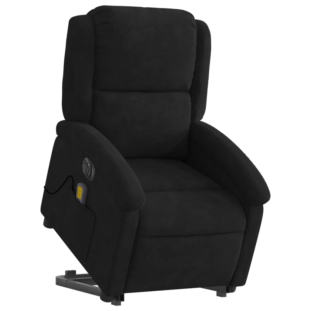 Poltrona Alzapersona Massaggi Elettrica Reclinante Nera Velluto 3204339