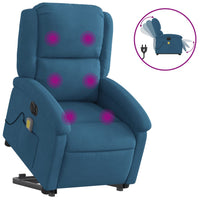 Poltrona Alzapersona Massaggi Reclinabile Elettrica Blu Velluto 3204343