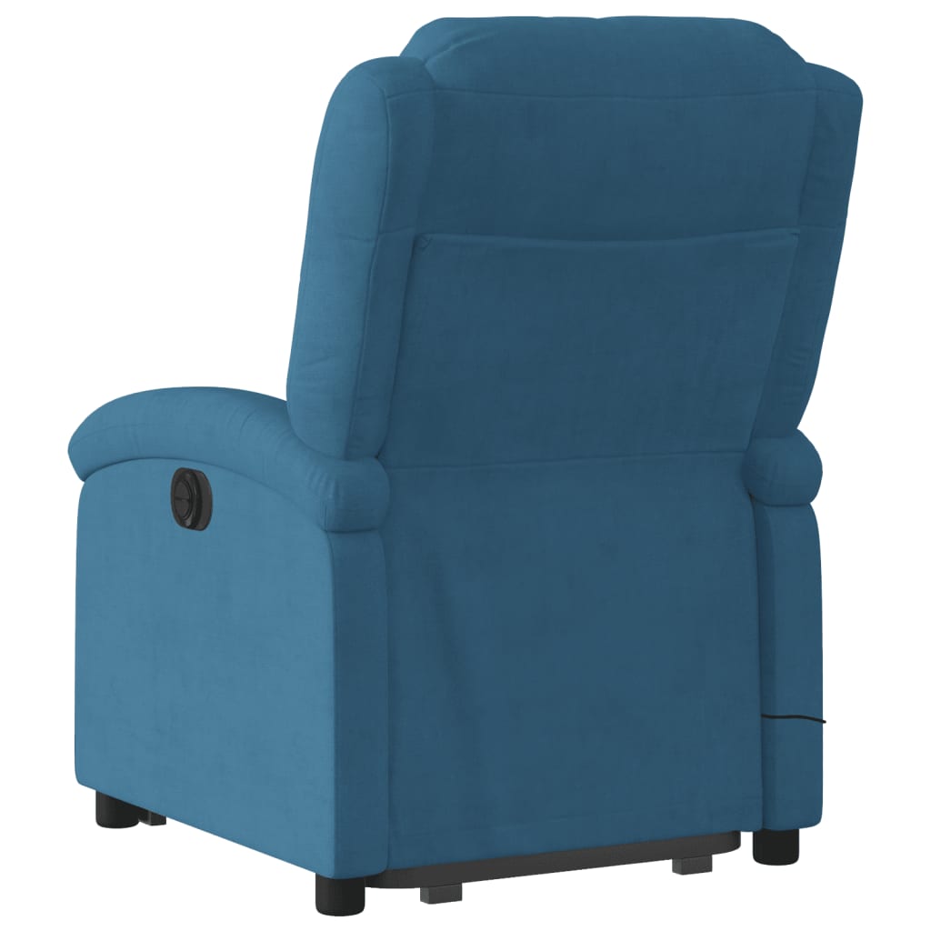 Poltrona Alzapersona Massaggi Reclinabile Elettrica Blu Velluto 3204343