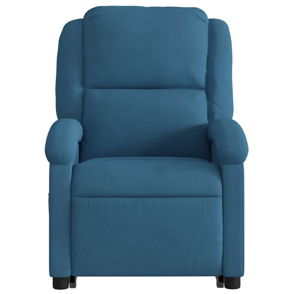 Poltrona Alzapersona Massaggi Reclinabile Elettrica Blu Velluto 3204343
