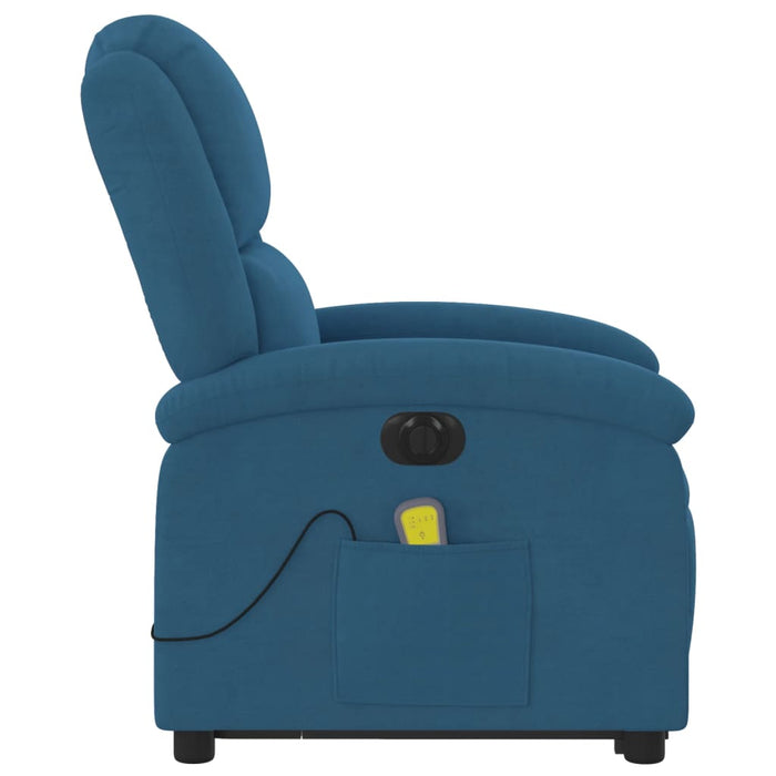 Poltrona Alzapersona Massaggi Reclinabile Elettrica Blu Velluto 3204343