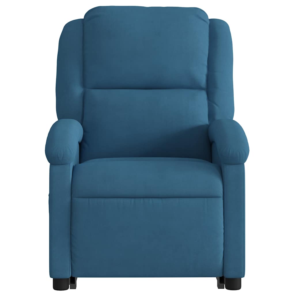 Poltrona Alzapersona Massaggi Reclinabile Elettrica Blu Velluto 3204343