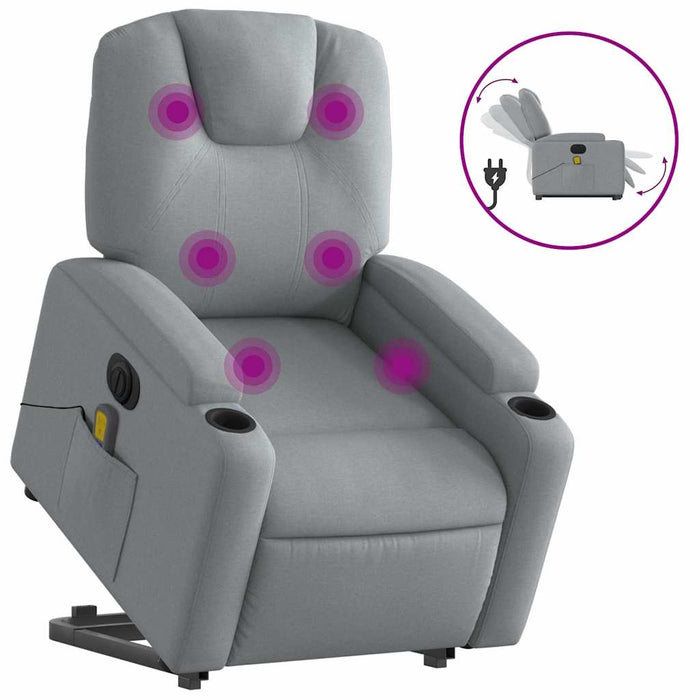 Poltrona Alzapersona Massaggi Elettrica Grigio Chiaro Tessutocod mxl 132998