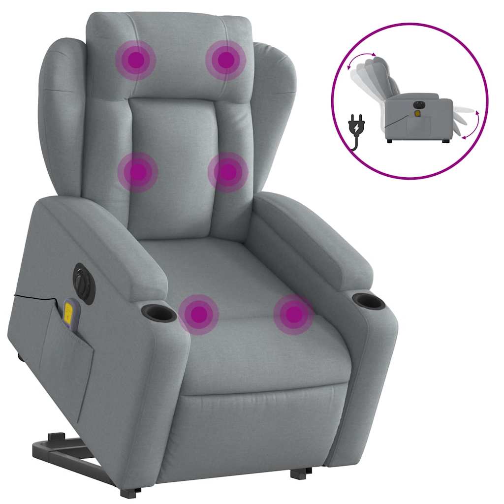 Poltrona Alzapersona Massaggi Elettrica Grigio Chiaro Tessuto 3204518