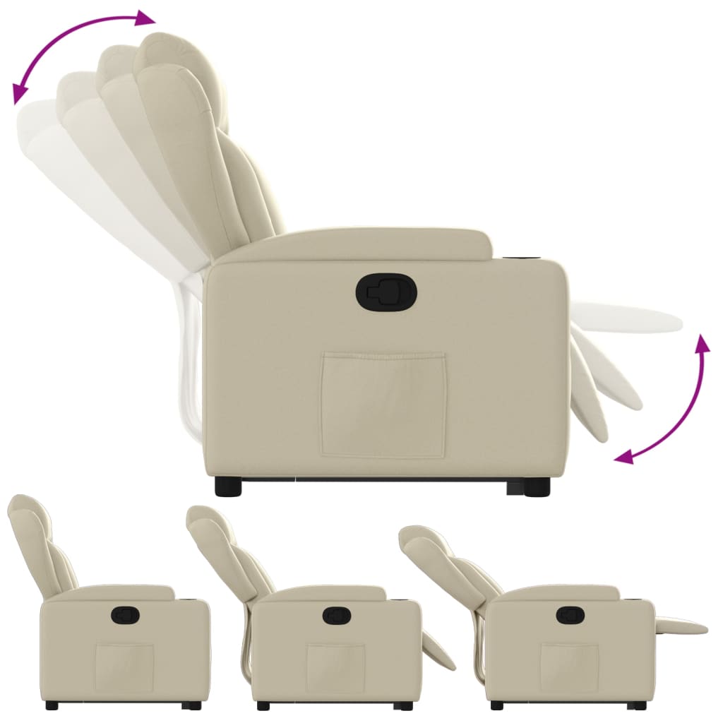 vidaXL Poltrona Alzapersona Reclinabile Crema in Similpelle