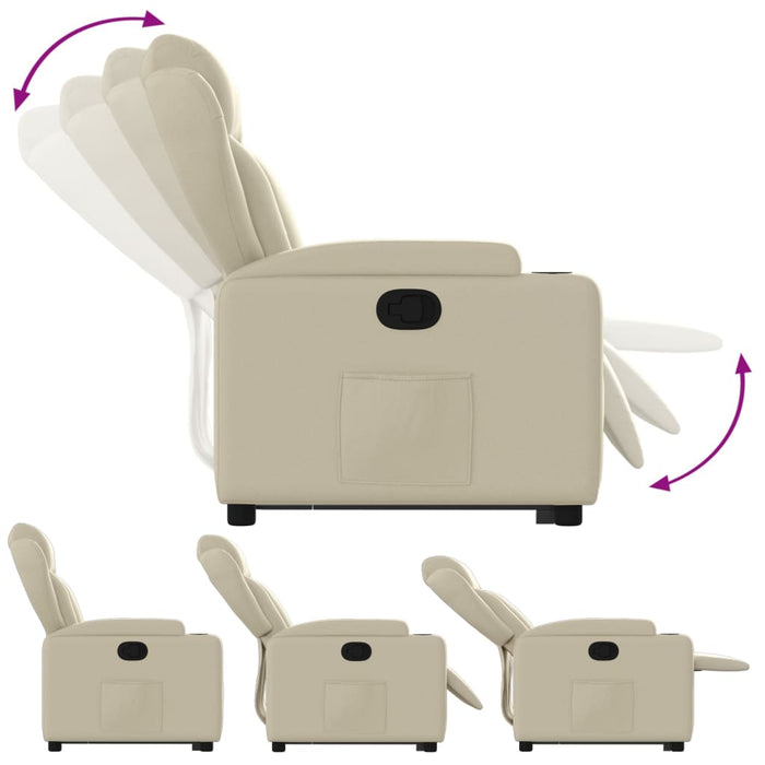 vidaXL Poltrona Alzapersona Reclinabile Crema in Similpelle