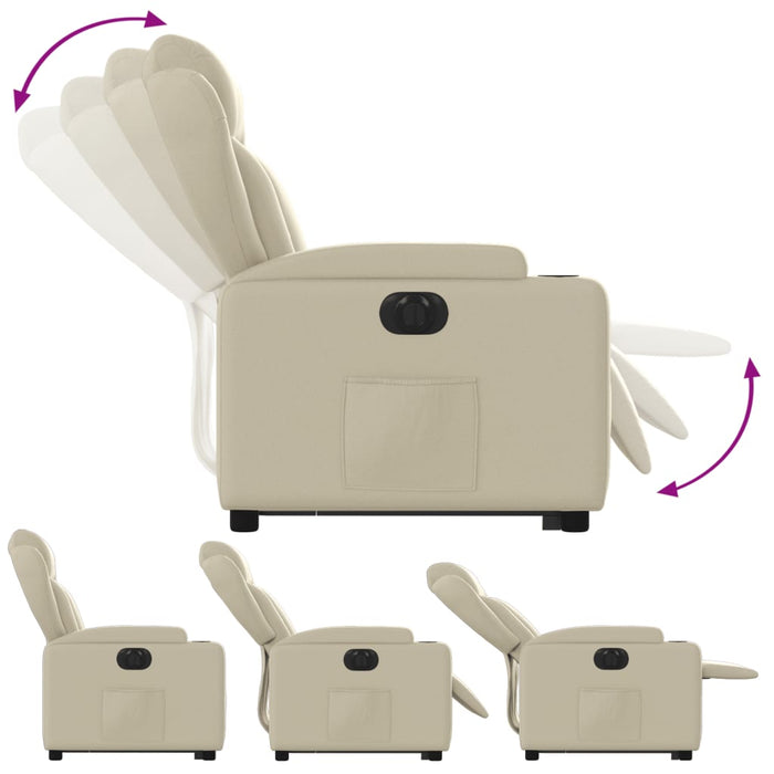 Poltrona Alzapersona Reclinabile Crema in Similpelle