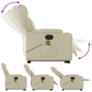 Poltrona Alzapersona Elettrica Reclinabile Crema in Similpelle 3204566